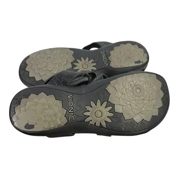 Vionic Amber Adjustable Orthotic Sandals Women’s Black Crocodile Size 9 - Picture 8 of 8